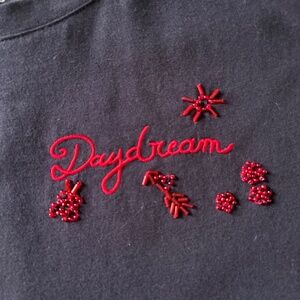 The Kooples Daydream Beaded Embroidered Black Tee